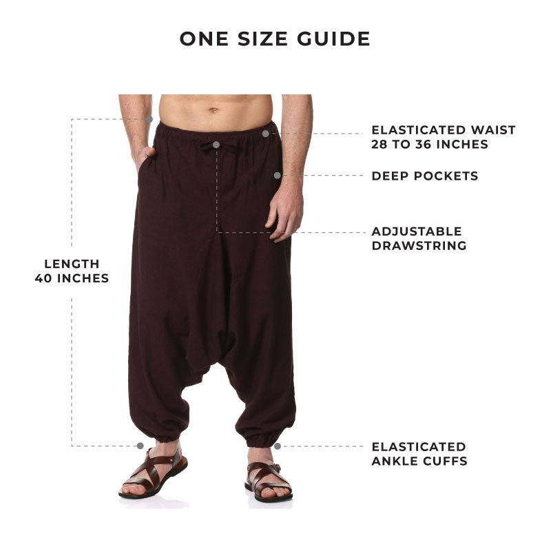 Men's Harem Pant | Maroon | Fits Waist Size 28" to 36" – Mens Pyjama on Brown Living™. SKU: AT01024. Img 7.