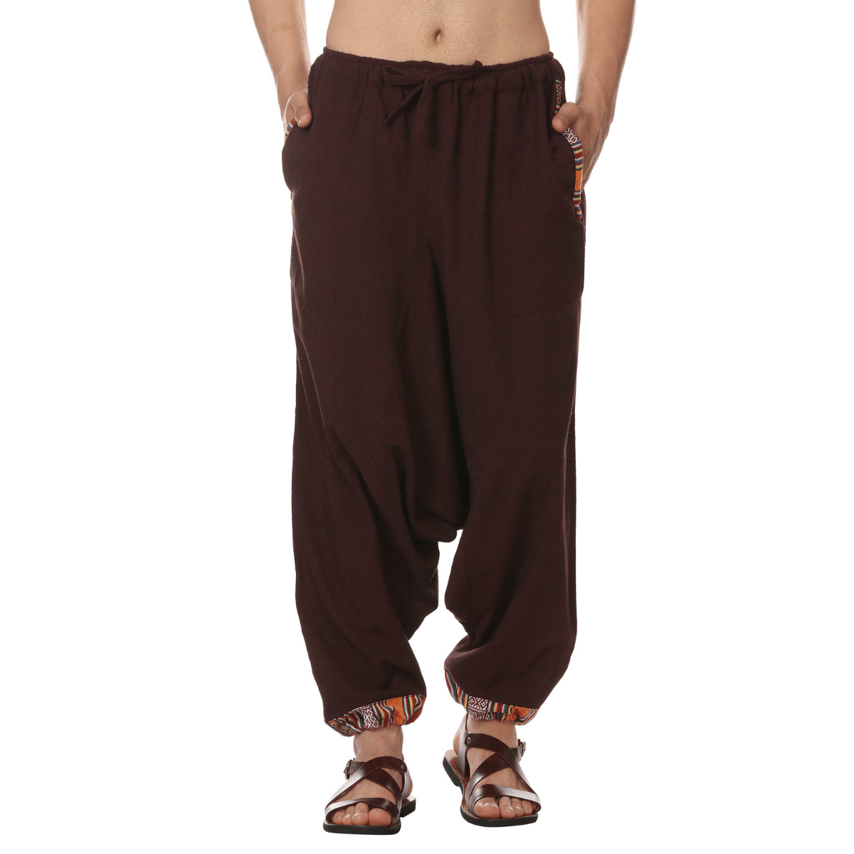 Men's Harem Pant | Maroon | Fits Waist Size 28" to 36" – Mens Pyjama by Hope - House of Pure Eco available on Brown Living™. . SKU: AT01024. Img 6.