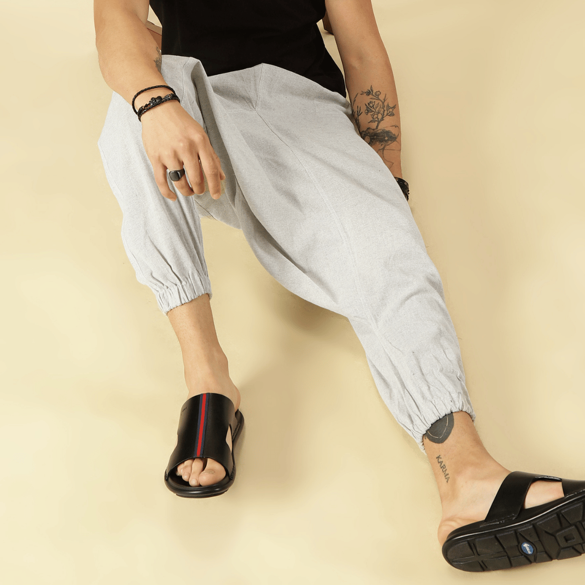 Men's Harem Pant | Melange Grey | Fits Waist Size 28" to 36" – Mens Pyjama by Hope - House of Pure Eco available on Brown Living™. . SKU: AT01027. Img 6.