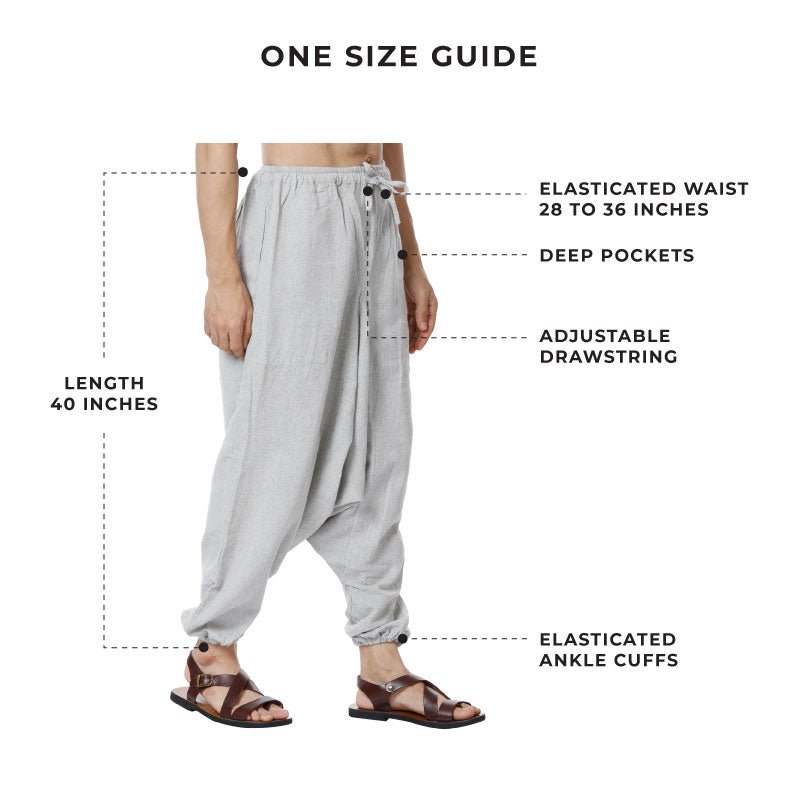 Men's Harem Pant | Melange Grey | Fits Waist Size 28" to 36" – Mens Pyjama by Hope - House of Pure Eco available on Brown Living™. . SKU: AT01027. Img 3.