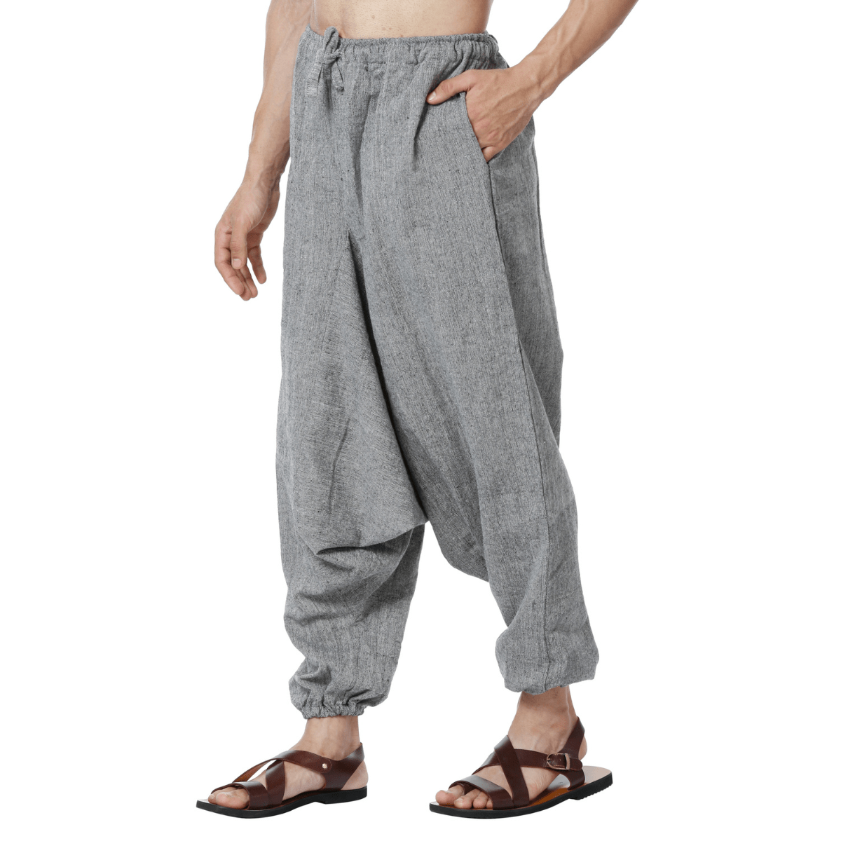 Men's Harem Pants | Grey | Fits Waist Size 28" to 36" – Mens Pyjama by Hope - House of Pure Eco available on Brown Living™. . SKU: AT01048. Img 2.