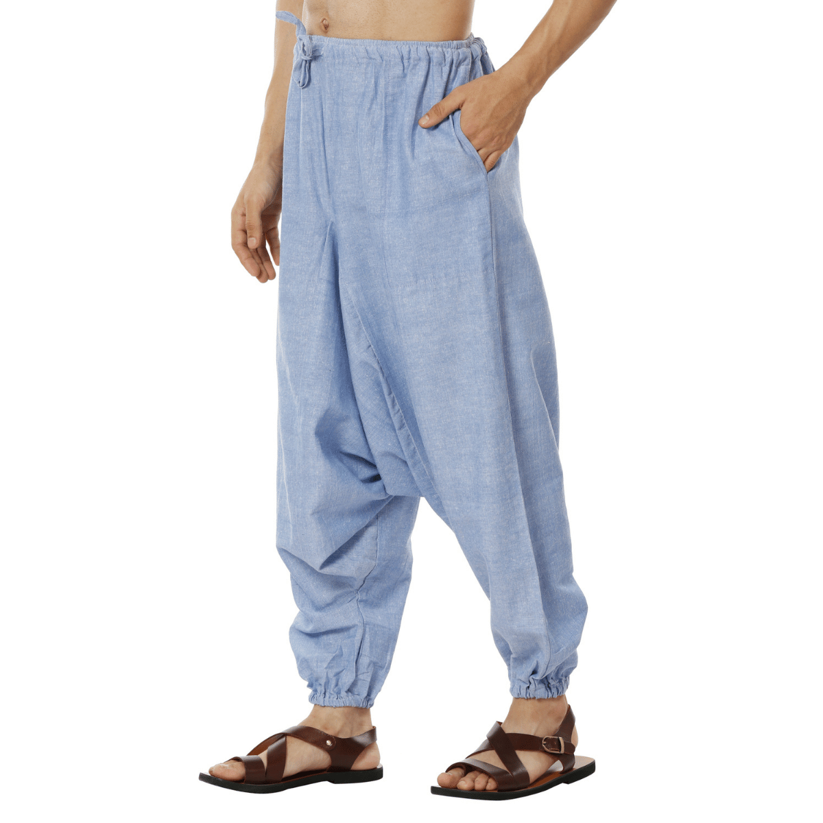 Men's Harem Pants | Lavender Blue | Fits Waist Size 28" to 36" – Mens Pyjama by Hope - House of Pure Eco available on Brown Living™. . SKU: AT01041. Img 6.