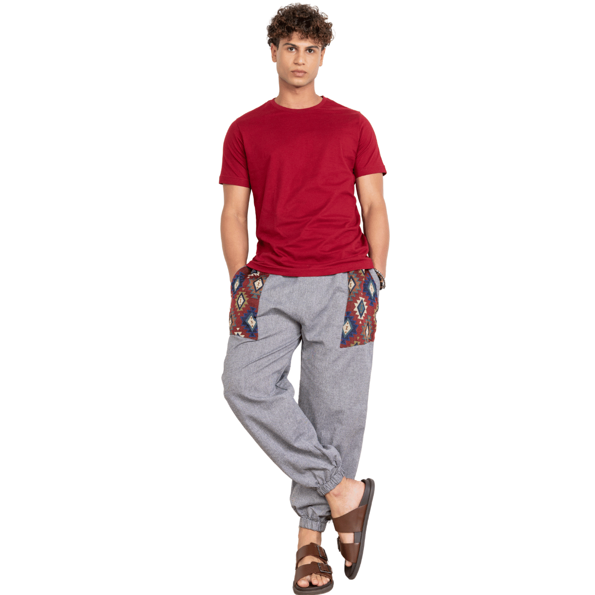 Men's Hopper Joggers | Grey With Pocket Patch | Fits Waist Sizes 30 to 38 Inches – Mens Pyjama by Hope - House of Pure Eco available on Brown Living™. . SKU: H - 1_m13. Img 7.