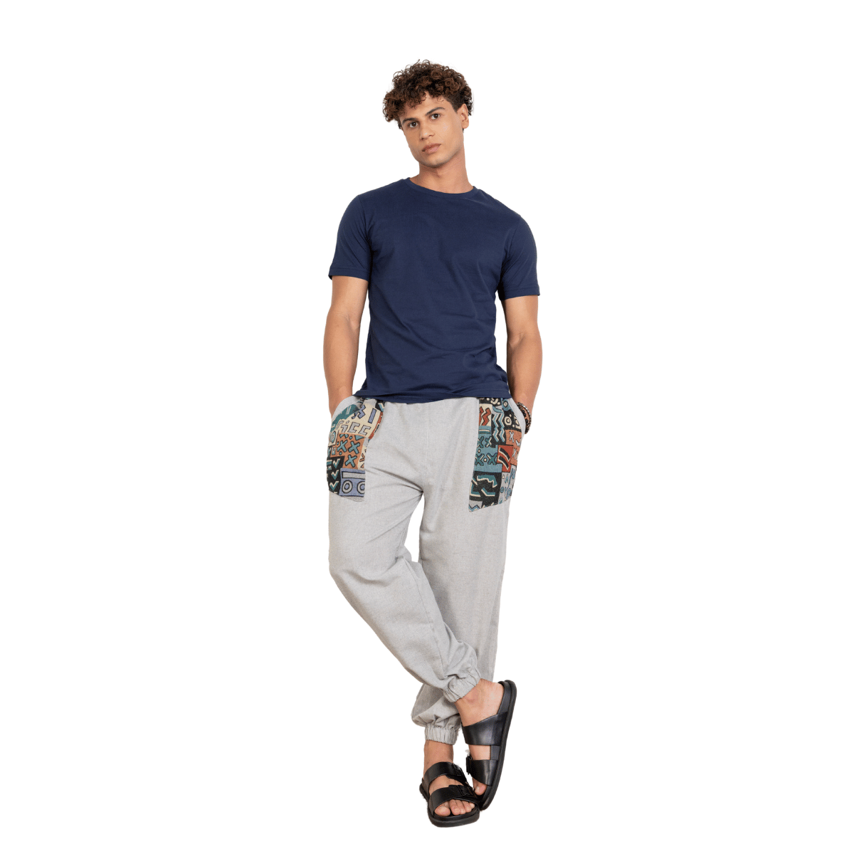 Men's Hopper Joggers | Melange Grey With Pocket Patch | Fits Waist Sizes 30 to 38 Inches – Mens Pyjama by Hope - House of Pure Eco available on Brown Living™. . SKU: H - 1_m17. Img 7.