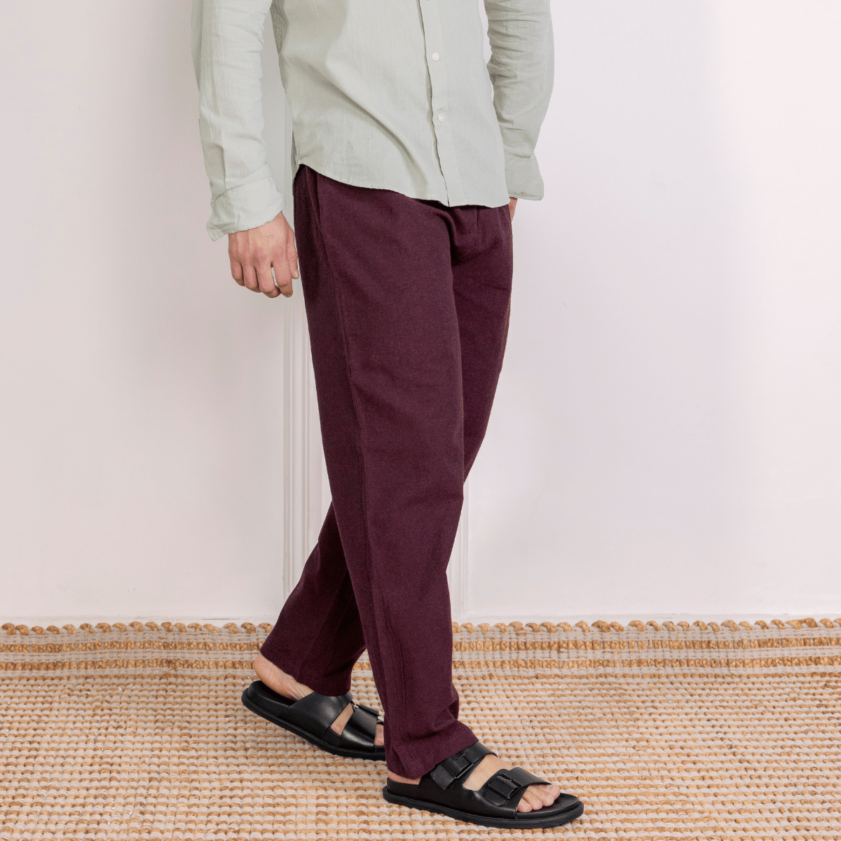 Men's Lounge Pant | Maroon | Fits Waist Size 28" to 36" – Mens Pyjama by Hope - House of Pure Eco available on Brown Living™. . SKU: AT01014. Img 5.
