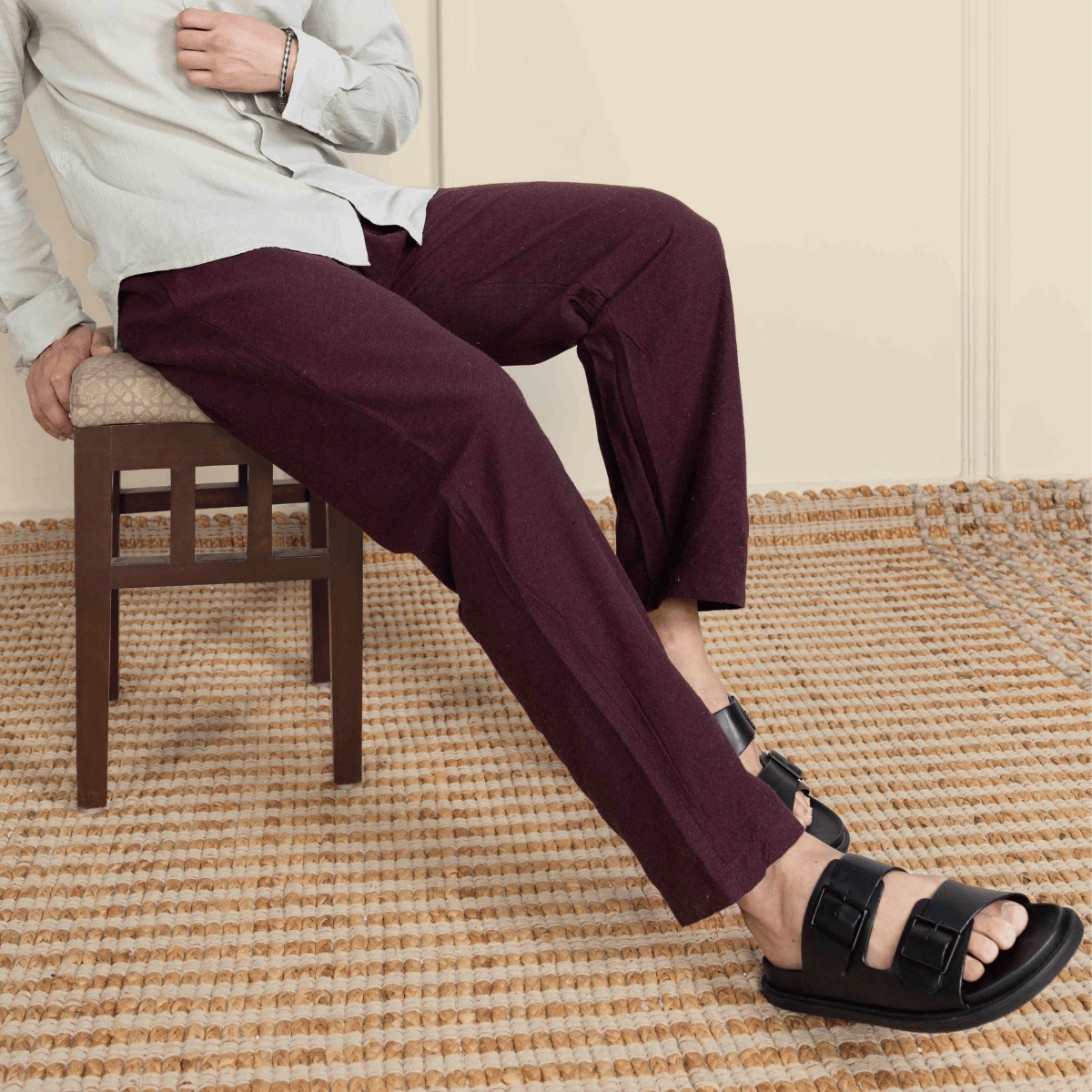 Men's Lounge Pant | Maroon | Fits Waist Size 28" to 36" – Mens Pyjama by Hope - House of Pure Eco available on Brown Living™. . SKU: AT01014. Img 7.