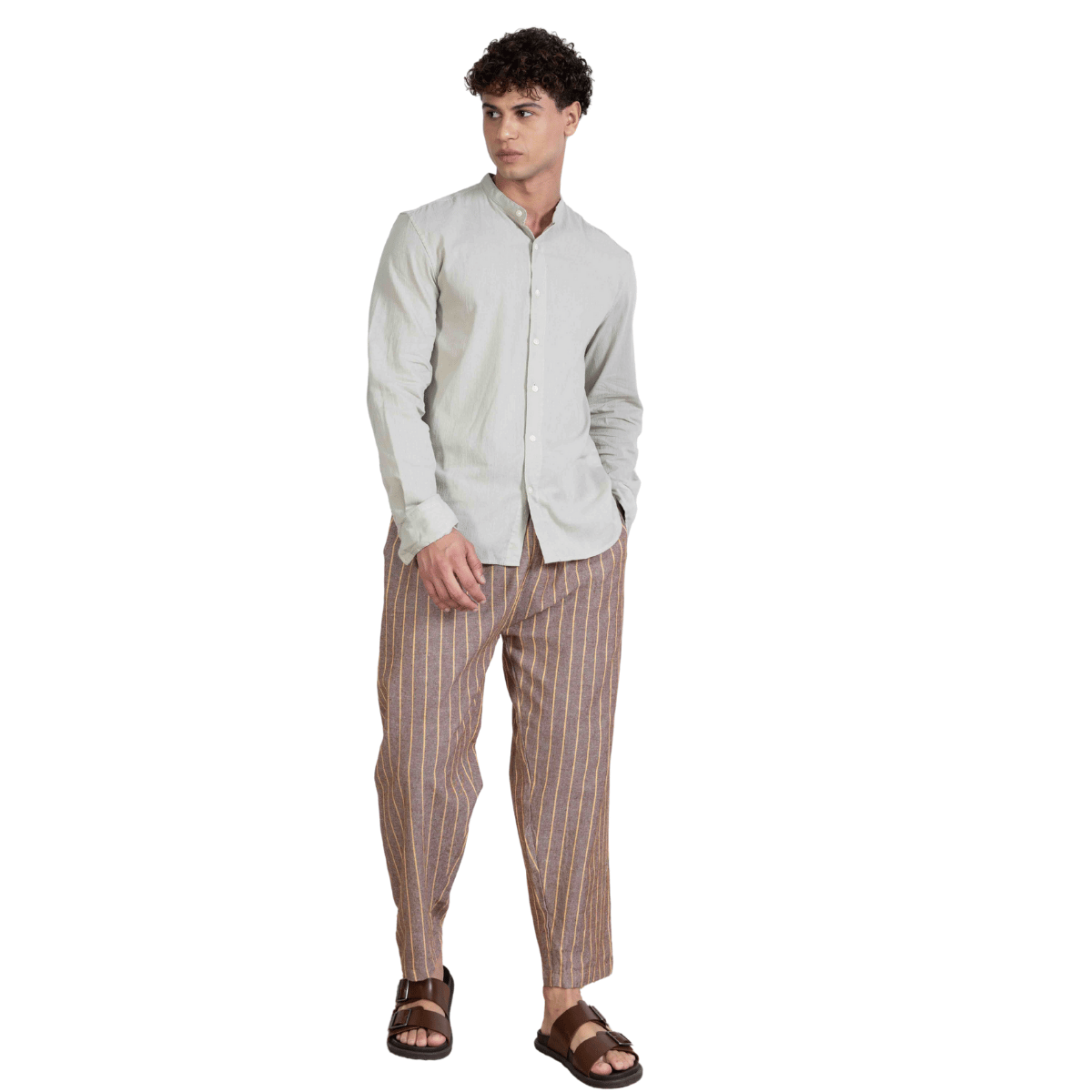 Men's Lounge Pants | Brown Stripes | Fits Waist Size 28" to 36" – Mens Pyjama by Hope - House of Pure Eco available on Brown Living™. . SKU: AT01019. Img 7.