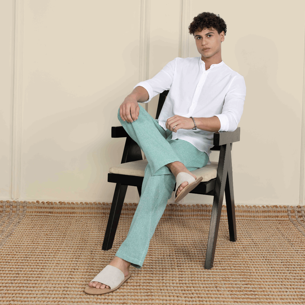 Men's Lounge Pants | Green | Fits Waist Size 28" to 36" – Mens Pyjama on Brown Living™. SKU: AT01037. Img 6.