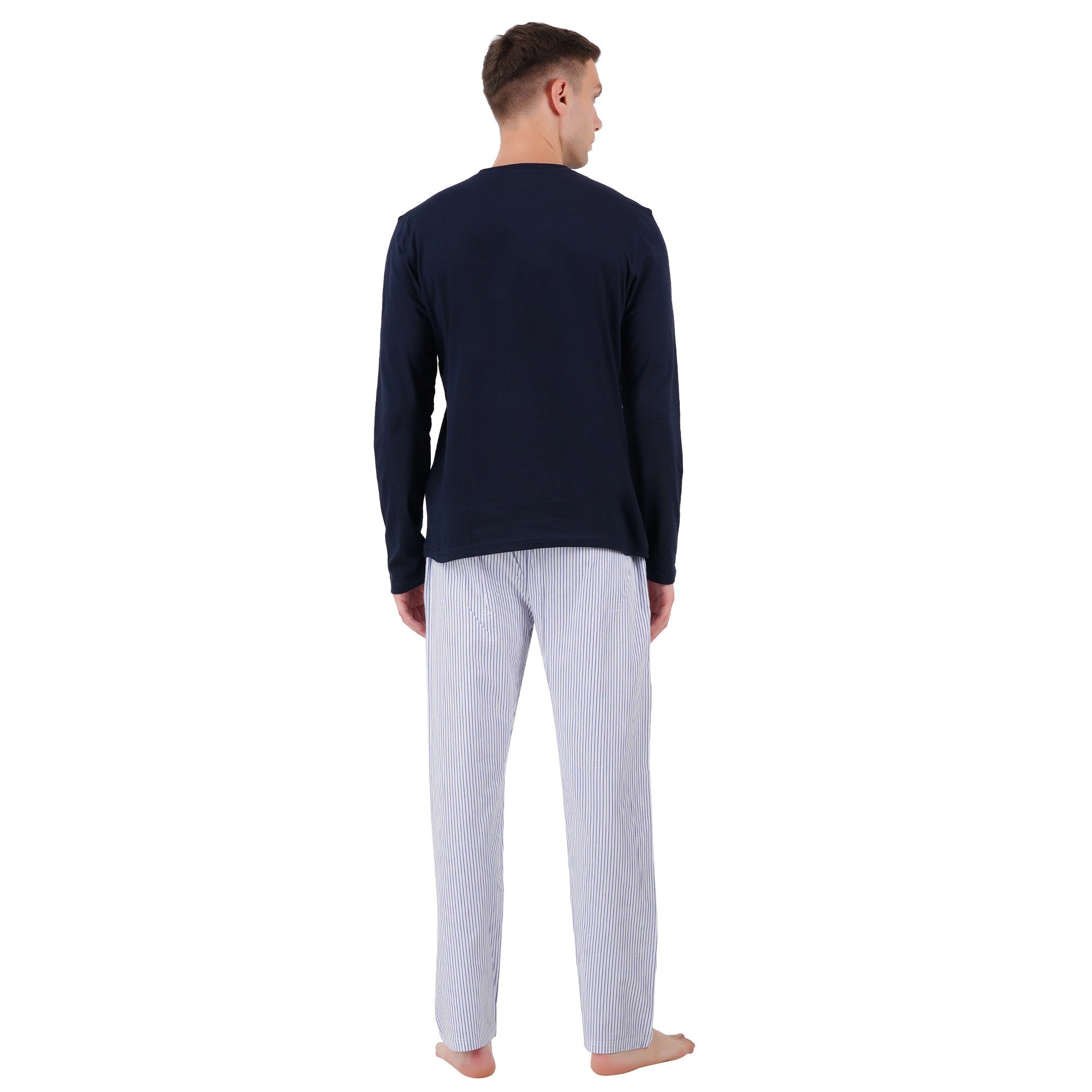 Men’s Navy Nightwear Set | Comfortable Cotton Sleepwear – Mens Pyjama on Brown Living™. SKU: ARZIKI095-NAVY-M. Img 2.