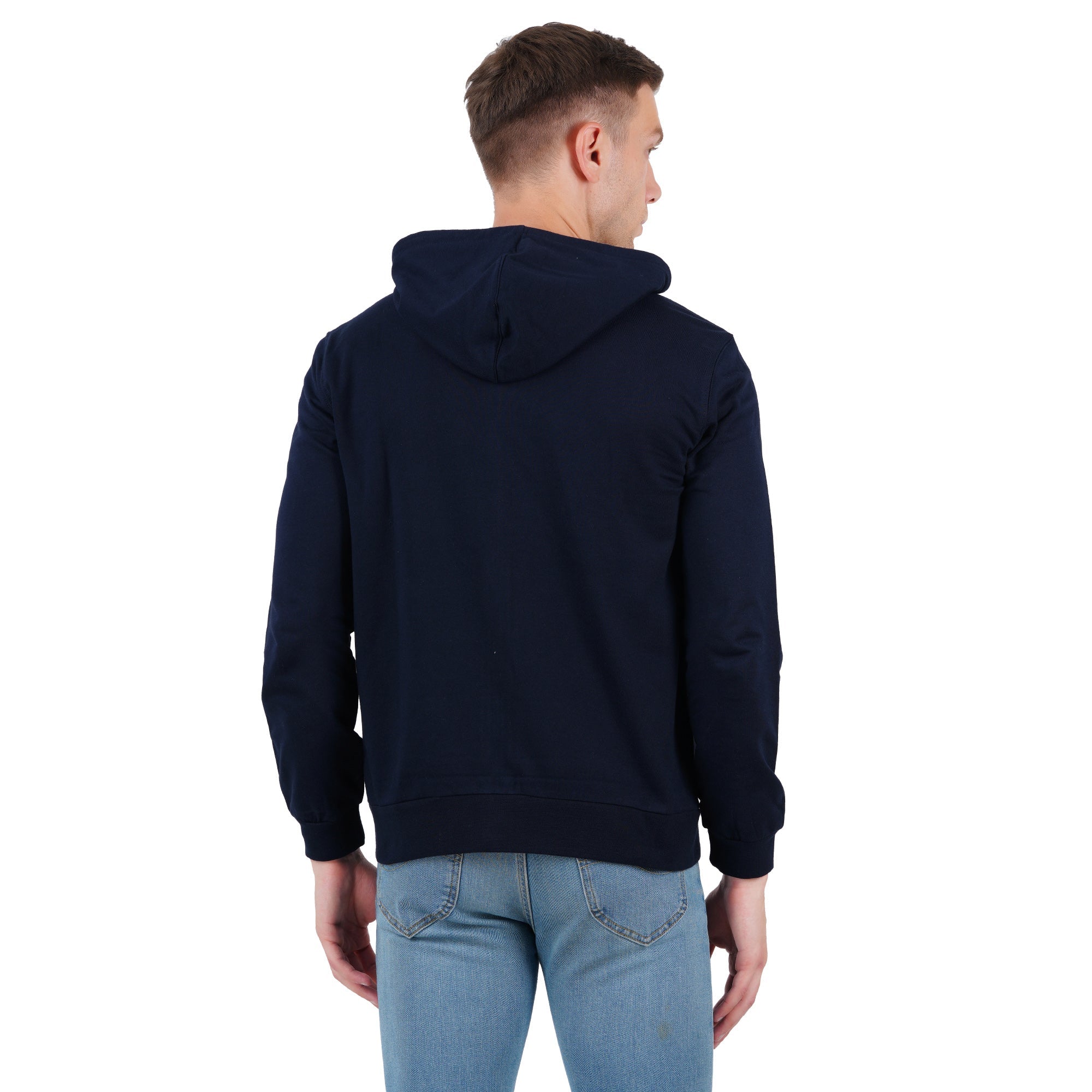 Men’s Navy Zipper Hoodie | Comfortable Everyday Layer – Mens Trousers on Brown Living™. SKU: ARZIKI59-NAVY-M. Img 2.