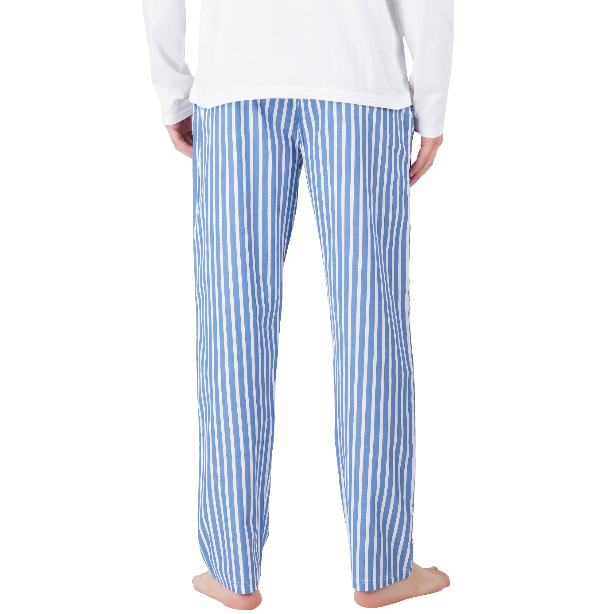 Men’s Nightwear Blue & White Stripe Loungewear Pants – Mens Trousers on Brown Living™. SKU: ARZIKI094-WHITE-M. Img 6.