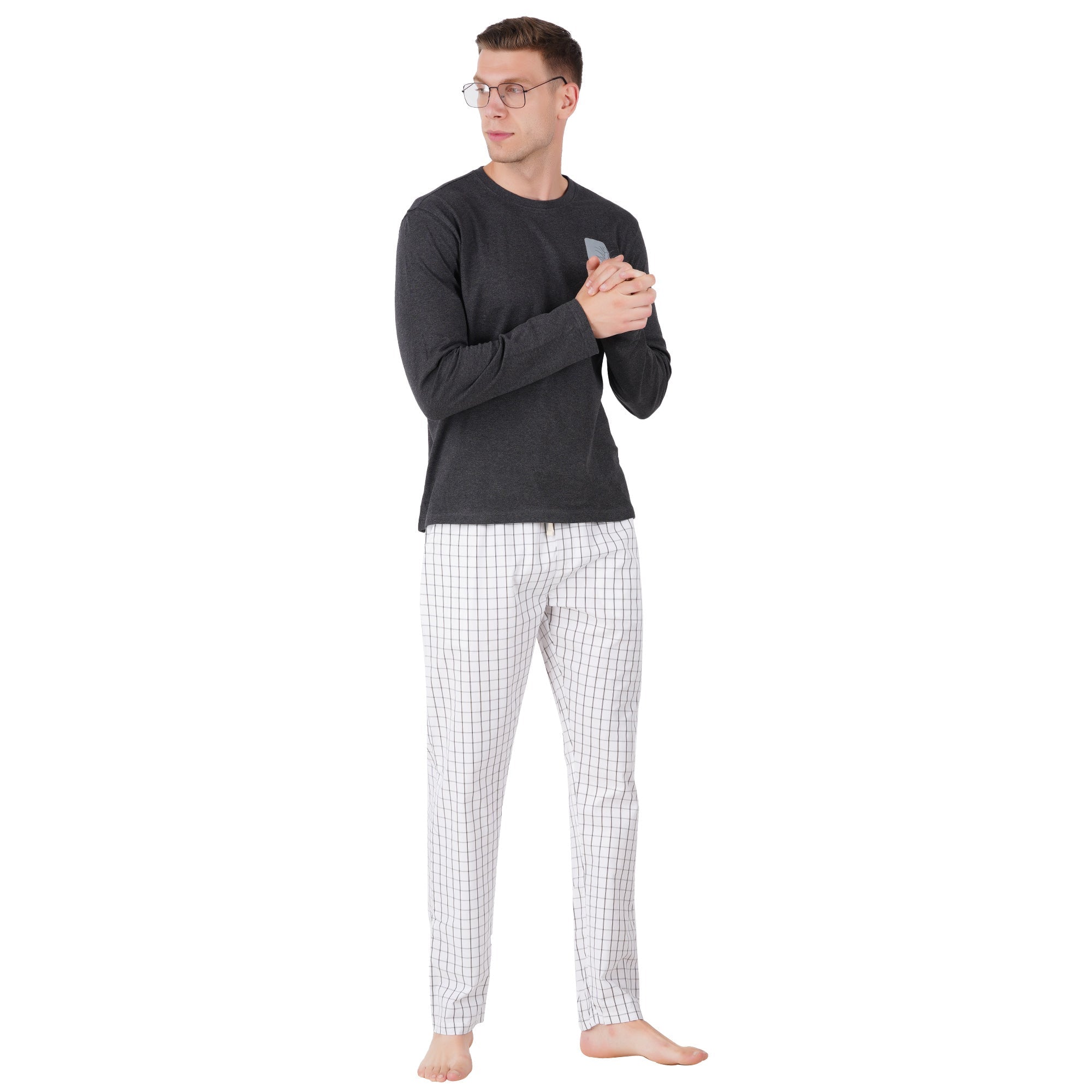 Men’s Nightwear Grey Melange | Comfortable Everyday Sleepwear – Mens Trousers on Brown Living™. SKU: ARZIKI096-GREYMELANGE-M. Img 3.