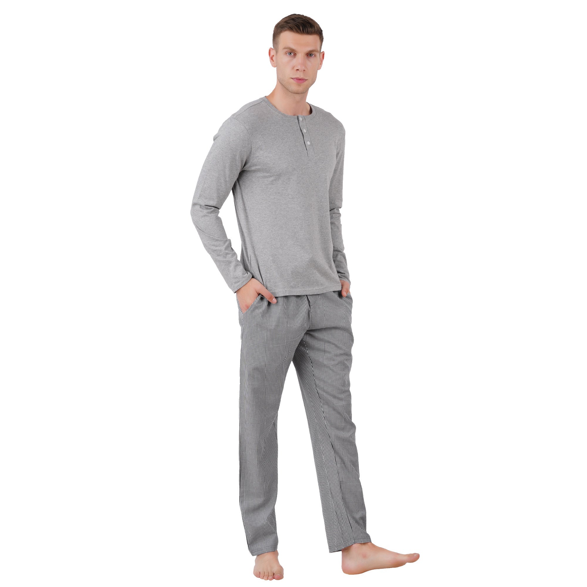 Men’s Nightwear Grey Melange Loungewear Pants – Mens Trousers on Brown Living™. SKU: ARZIKI093-GREYMELANGE-M. Img 3.