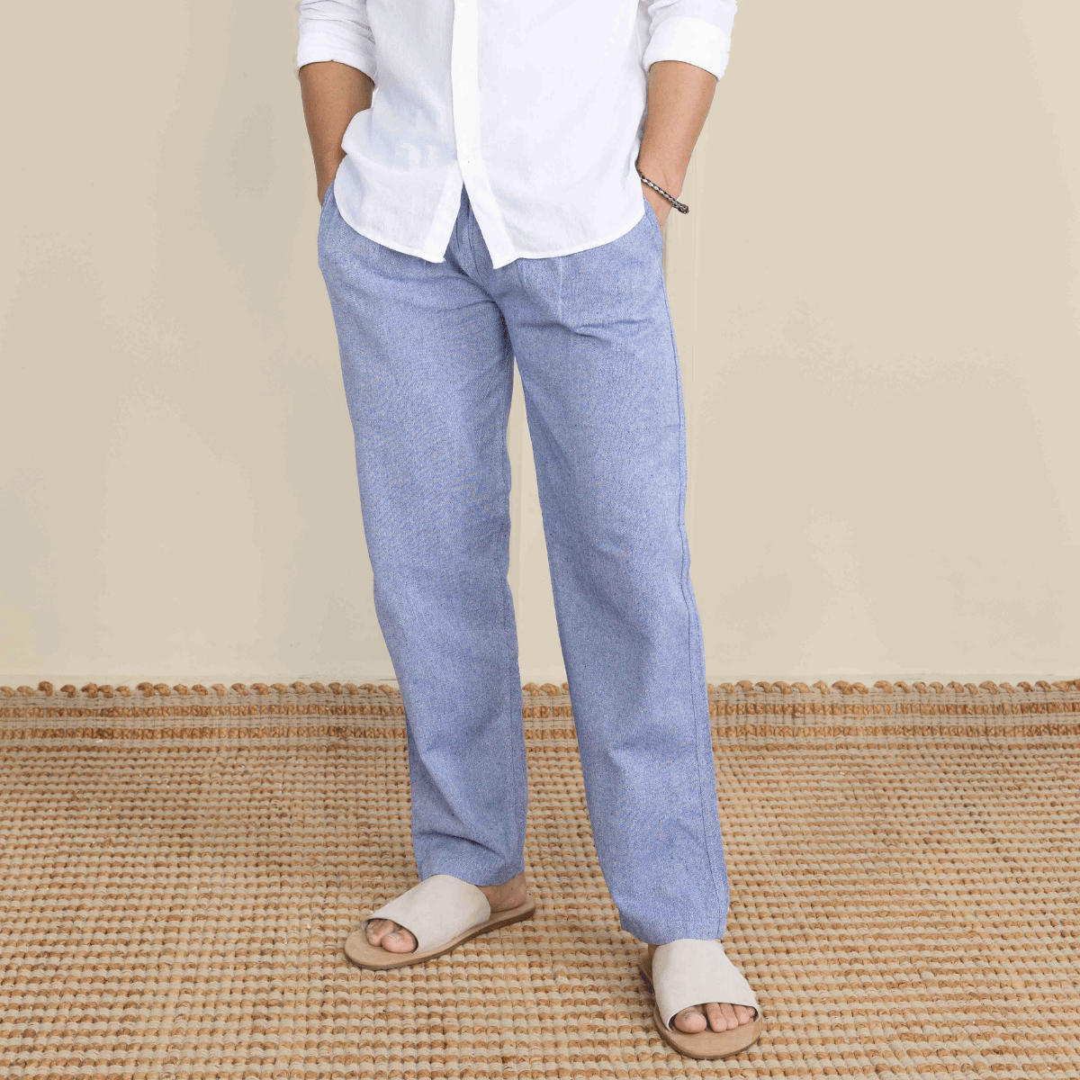 Men's Pyjama Pack of 2 | Blue and Grey | Fits Waist Sizes 28" to 36" – Mens Pyjama on Brown Living™. SKU: AT31AT38. Img 2.