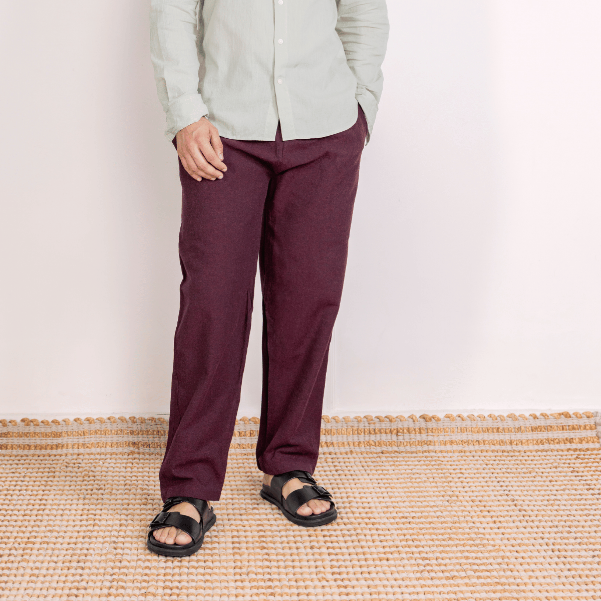 Men's Pyjama Pack of 2 | Cream and Maroon | Fits Waist Sizes 28" to 36 – Mens Pyjama on Brown Living™. SKU: AT12AT14. Img 2.