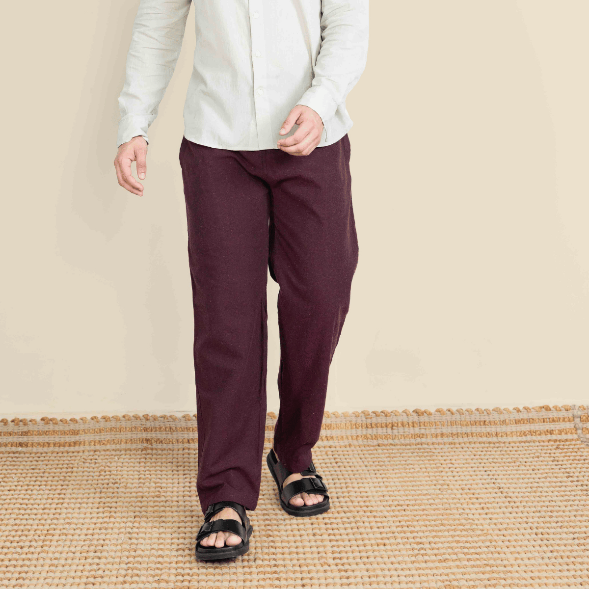 Men's Pyjama Pack of 2 | Cream and Maroon | Fits Waist Sizes 28" to 36 – Mens Pyjama on Brown Living™. SKU: AT12AT14. Img 7.