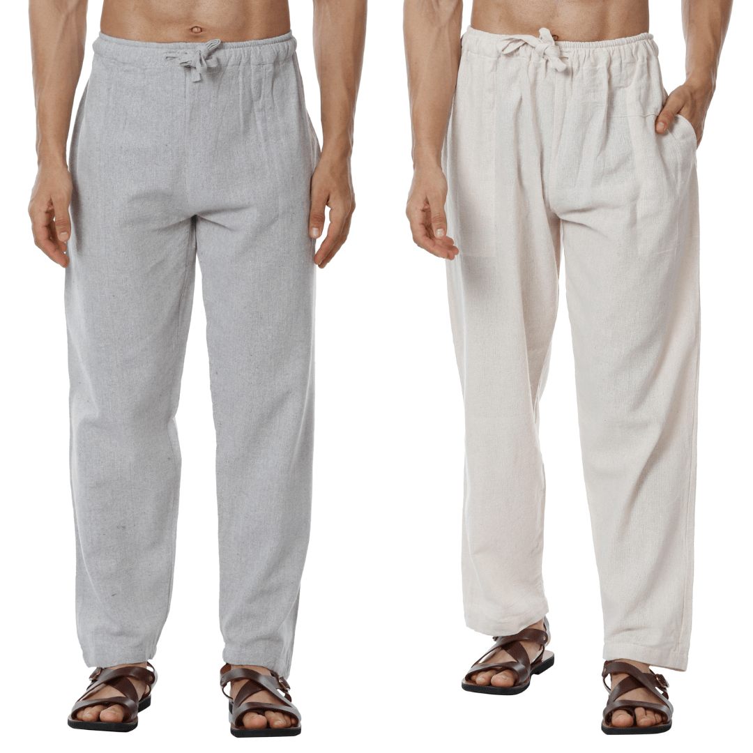 Men's Pyjama Pack of 2 | Cream & Grey | Fits Waist Sizes 28" to 36" – Mens Pyjama on Brown Living™. SKU: AT12AT17. Img 9.