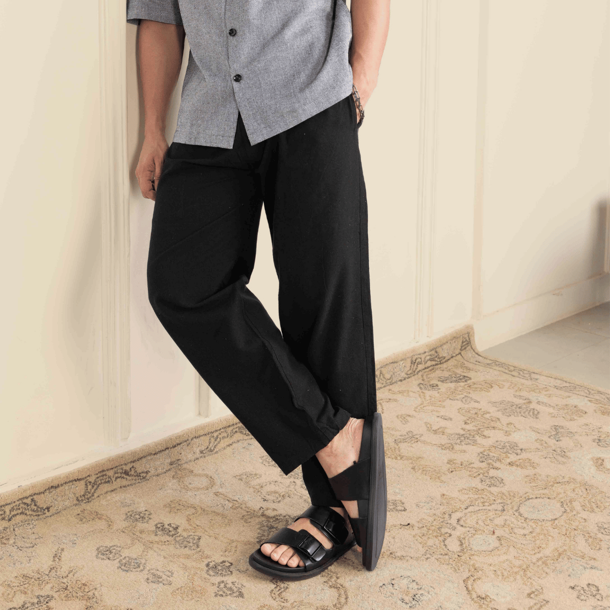 Men's Pyjama Pack of 2 | White & Black | Fits Waist Sizes 28" to 36" – Mens Pyjama on Brown Living™. SKU: AT10AT15. Img 7.