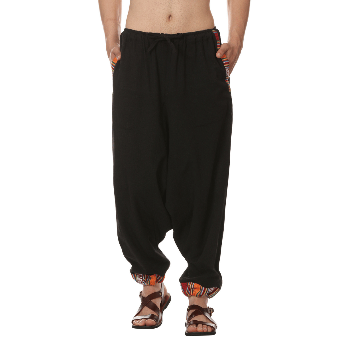 Men's Tribal Harem | Black | Fits Waist Sizes 28 to 36 Inches – Mens Pyjama on Brown Living™. SKU: AT01025ND. Img 6.