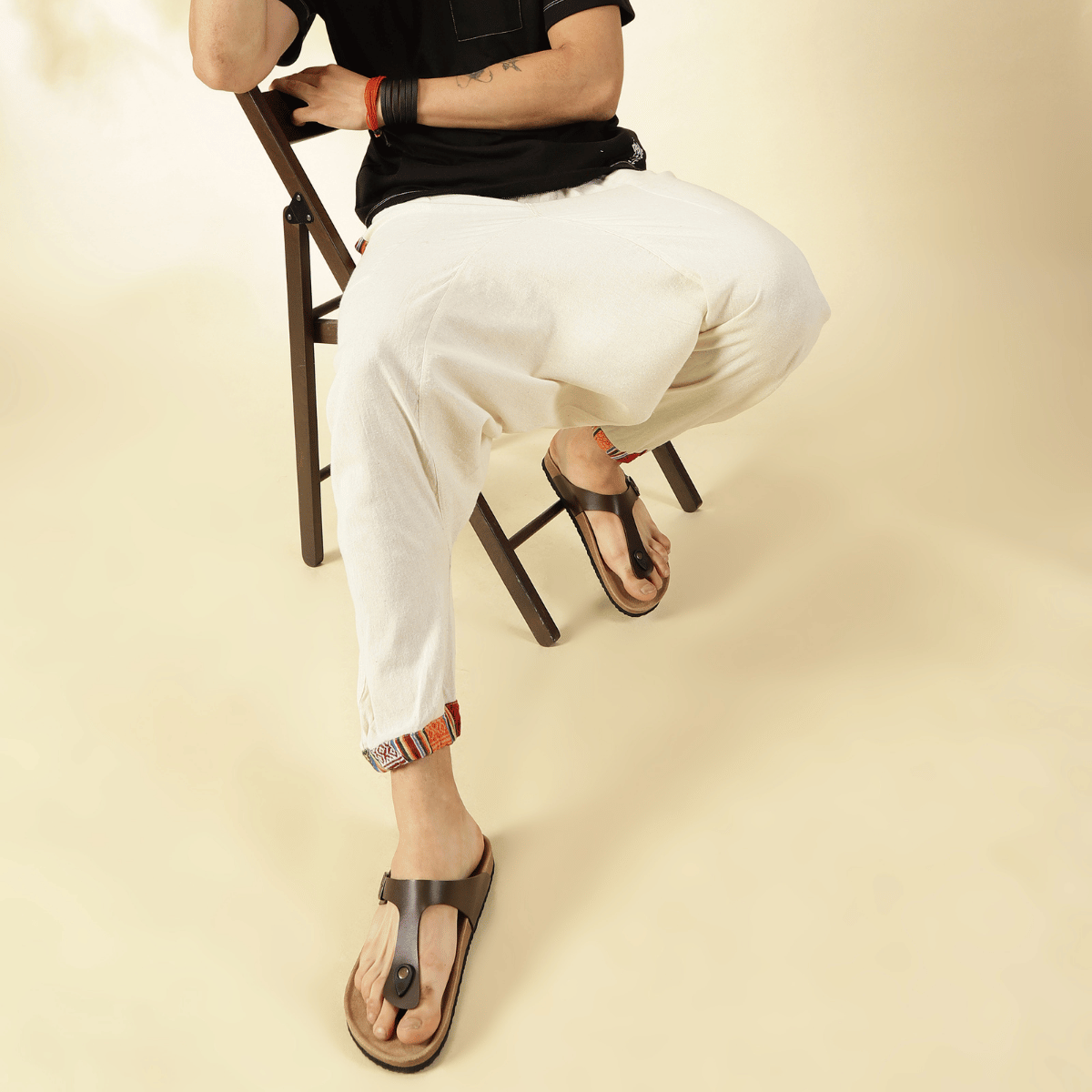 Men's Tribal Harem | Cream | Fits Waist Sizes 28 to 36 Inches – Mens Pyjama by Hope - House of Pure Eco available on Brown Living™. . SKU: AT01022ND. Img 6.
