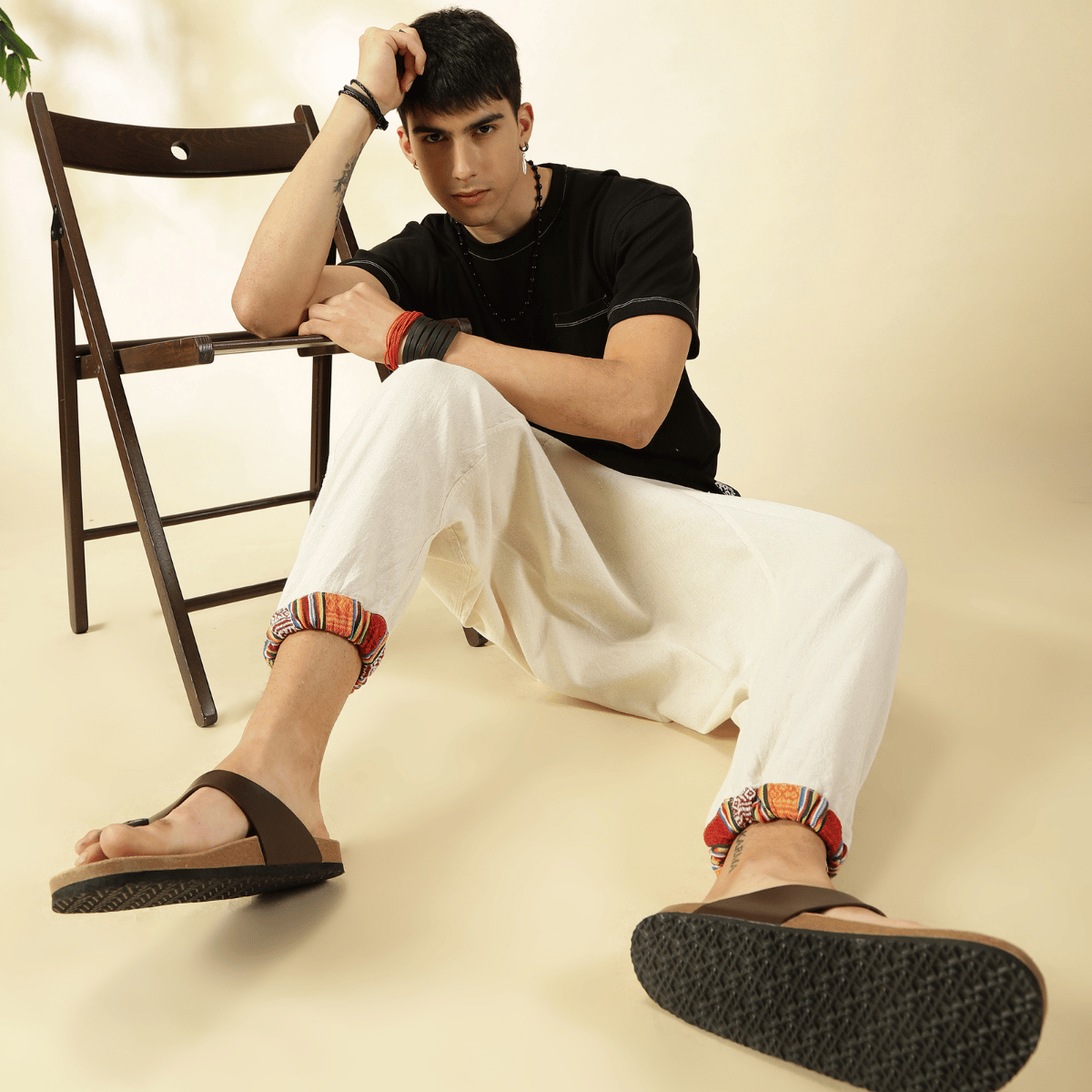 Men's Tribal Harem | Cream | Fits Waist Sizes 28 to 36 Inches – Mens Pyjama by Hope - House of Pure Eco available on Brown Living™. . SKU: AT01022ND. Img 5.