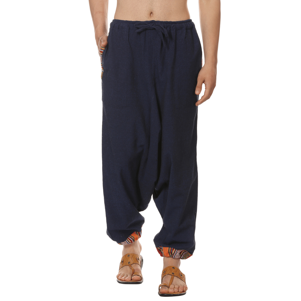 Men's Tribal Harem | Dark Blue | Fits Waist Sizes 28 to 36 Inches – Mens Pyjama on Brown Living™. SKU: AT01021ND. Img 6.