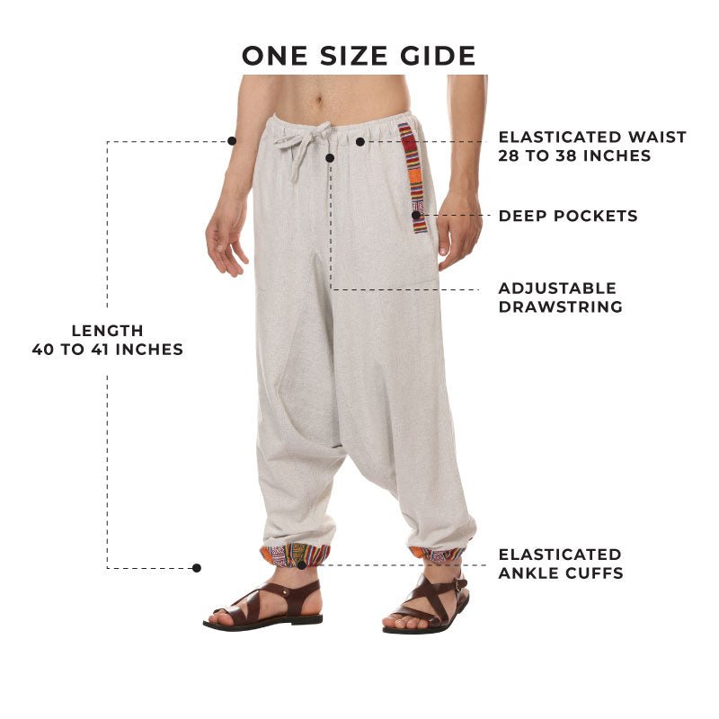 Men's Tribal Harem | Melange Grey | Fits Waist Sizes 28 to 36 Inches – Mens Pyjama by Hope - House of Pure Eco available on Brown Living™. . SKU: AT01027ND. Img 3.