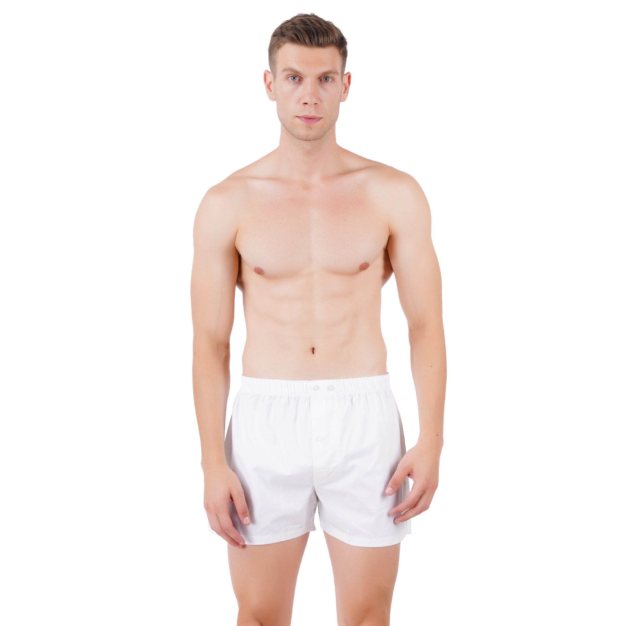 Men’s White Boxer Set | Pack Of 3 Comfortable Fit – Mens Shorts on Brown Living™. SKU: ARZIKI008-WHITE-M. Img 4.
