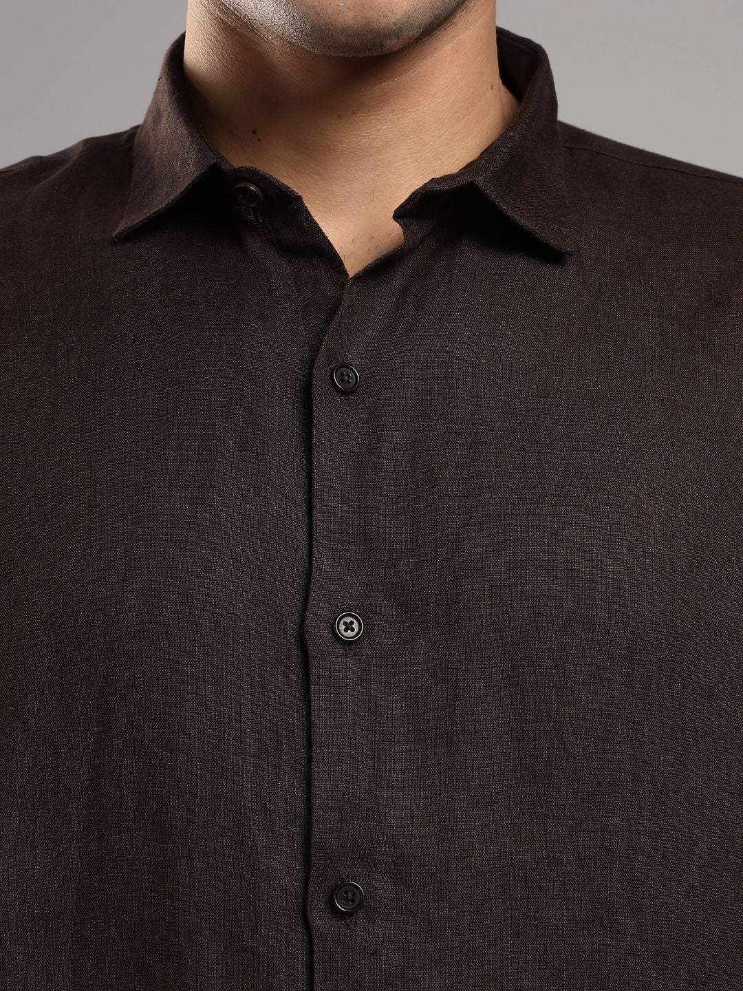 Men’s White Linen Full Sleeve Shirt | Pure Linen Casual Shirt – Men Shirt on Brown Living™. SKU: LN-BR-F-S. Img 4.
