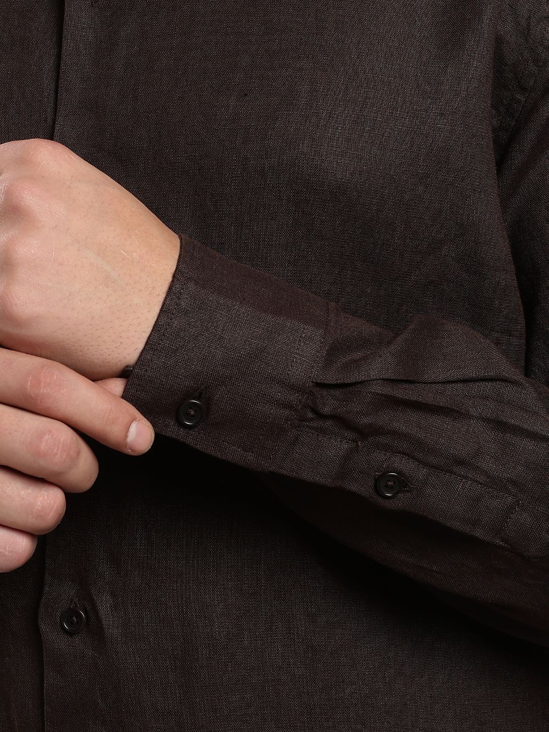 Men’s White Linen Full Sleeve Shirt | Pure Linen Casual Shirt – Men Shirt on Brown Living™. SKU: LN-BR-F-S. Img 3.