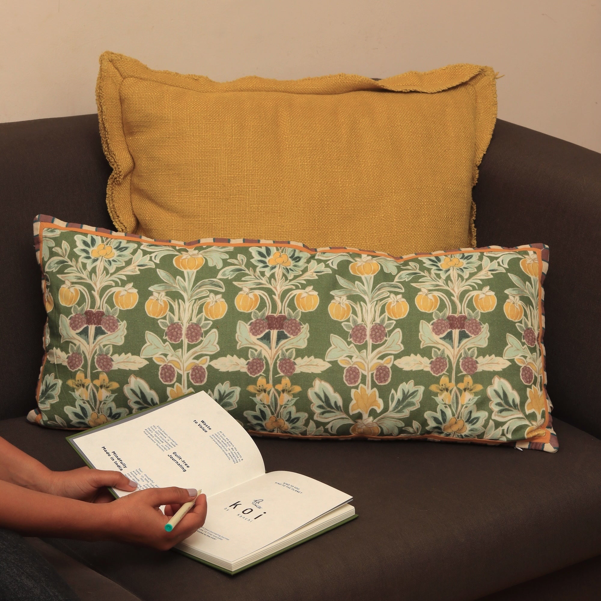 Merlot Lumbar Hug Pillow Decorative Support Cushion – Pillow on Brown Living™. SKU: KOI-PL-FG-012. Img 5.