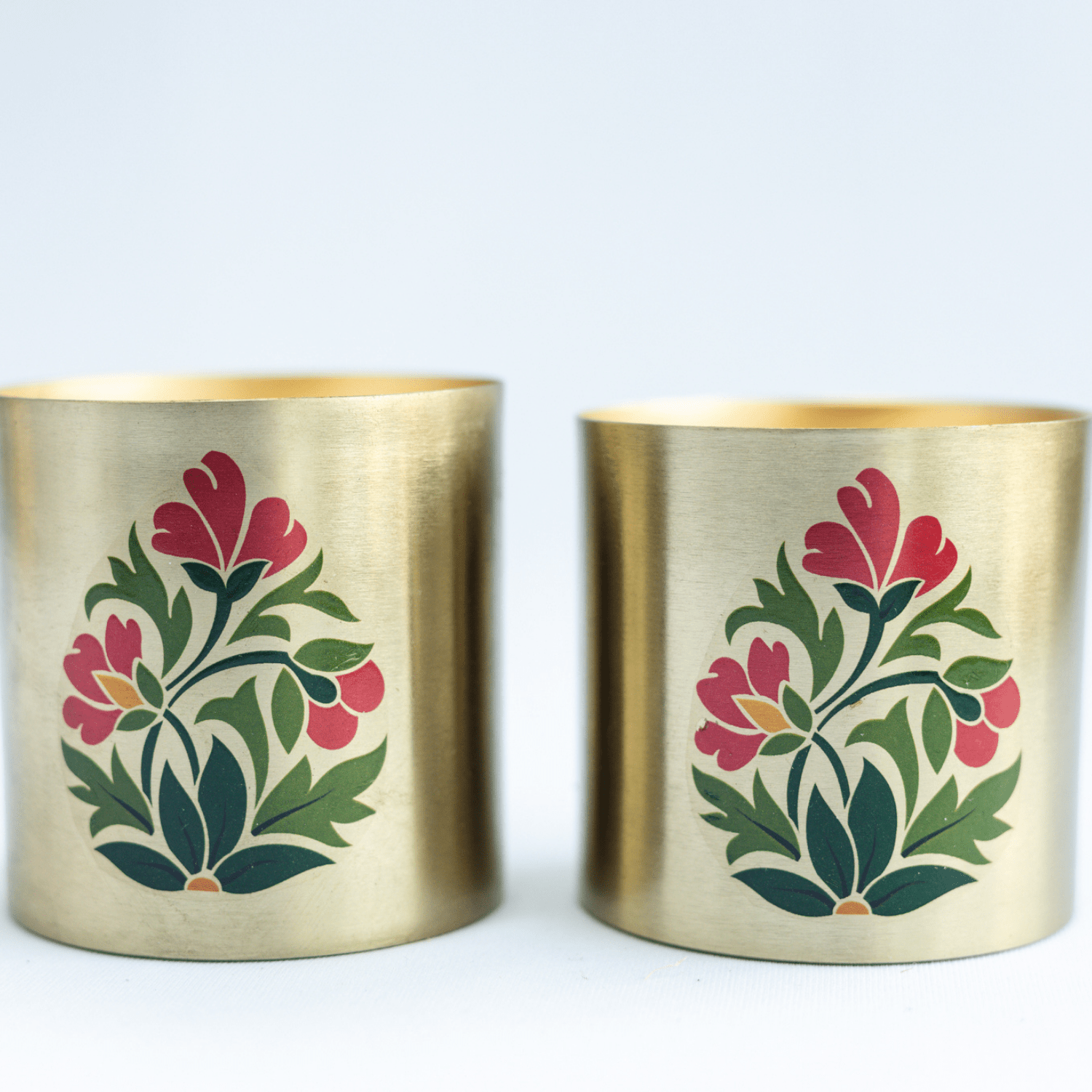 Metallic Jar Candles in Bakul & Parijat Indian Scents - Set of 2 – Candles & Fragrances on Brown Living™. SKU: SN2532. Img 2.