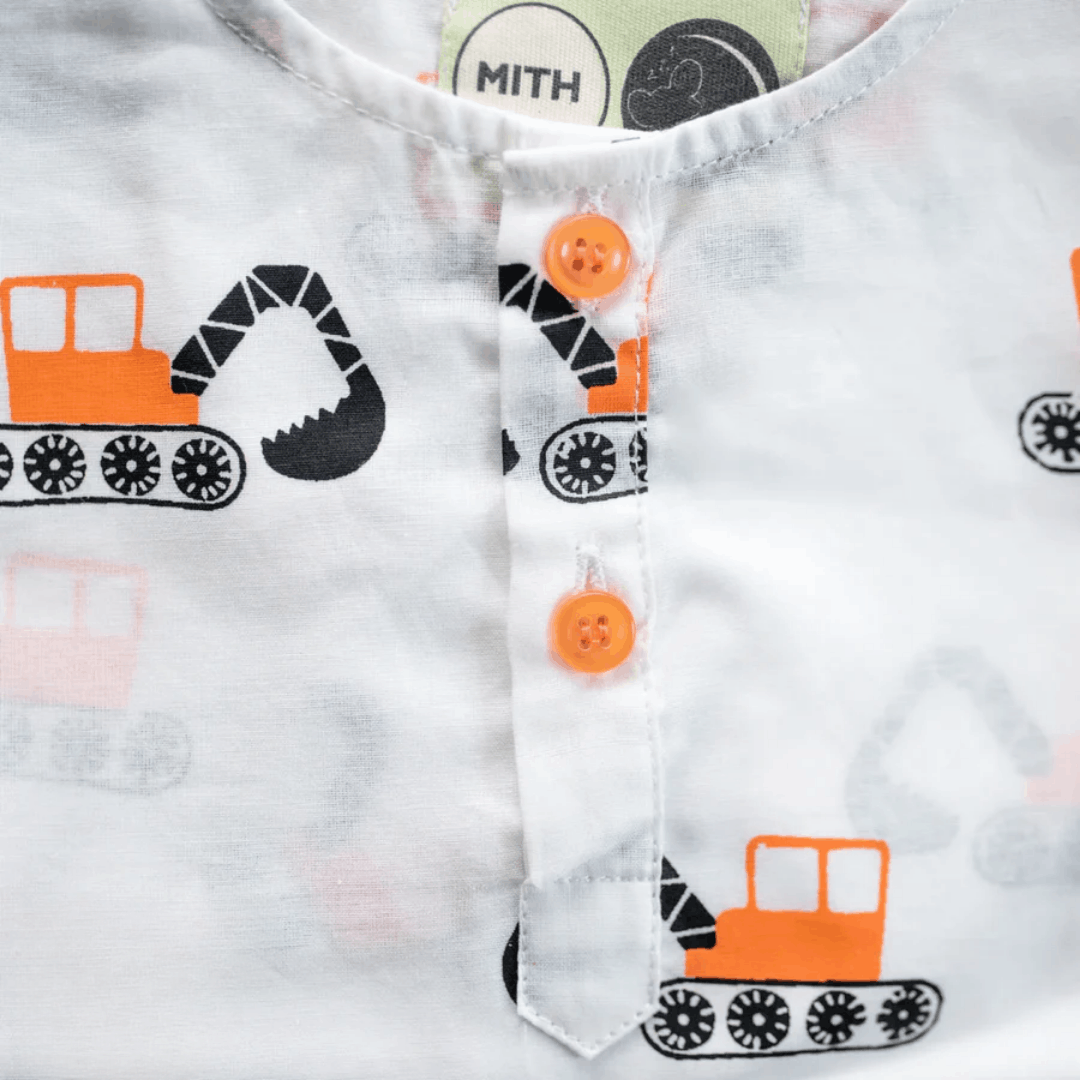 Mighty Bulldozer - Unisex Kids Cotton Nightwear – Kids Pyjamas on Brown Living™. SKU: MITHNW-023-1. Img 6.