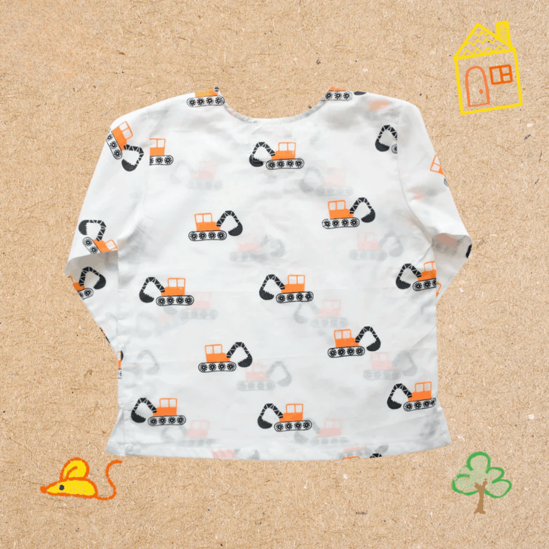 Mighty Bulldozer - Unisex Kids Cotton Nightwear – Kids Pyjamas on Brown Living™. SKU: MITHNW-023-1. Img 8.