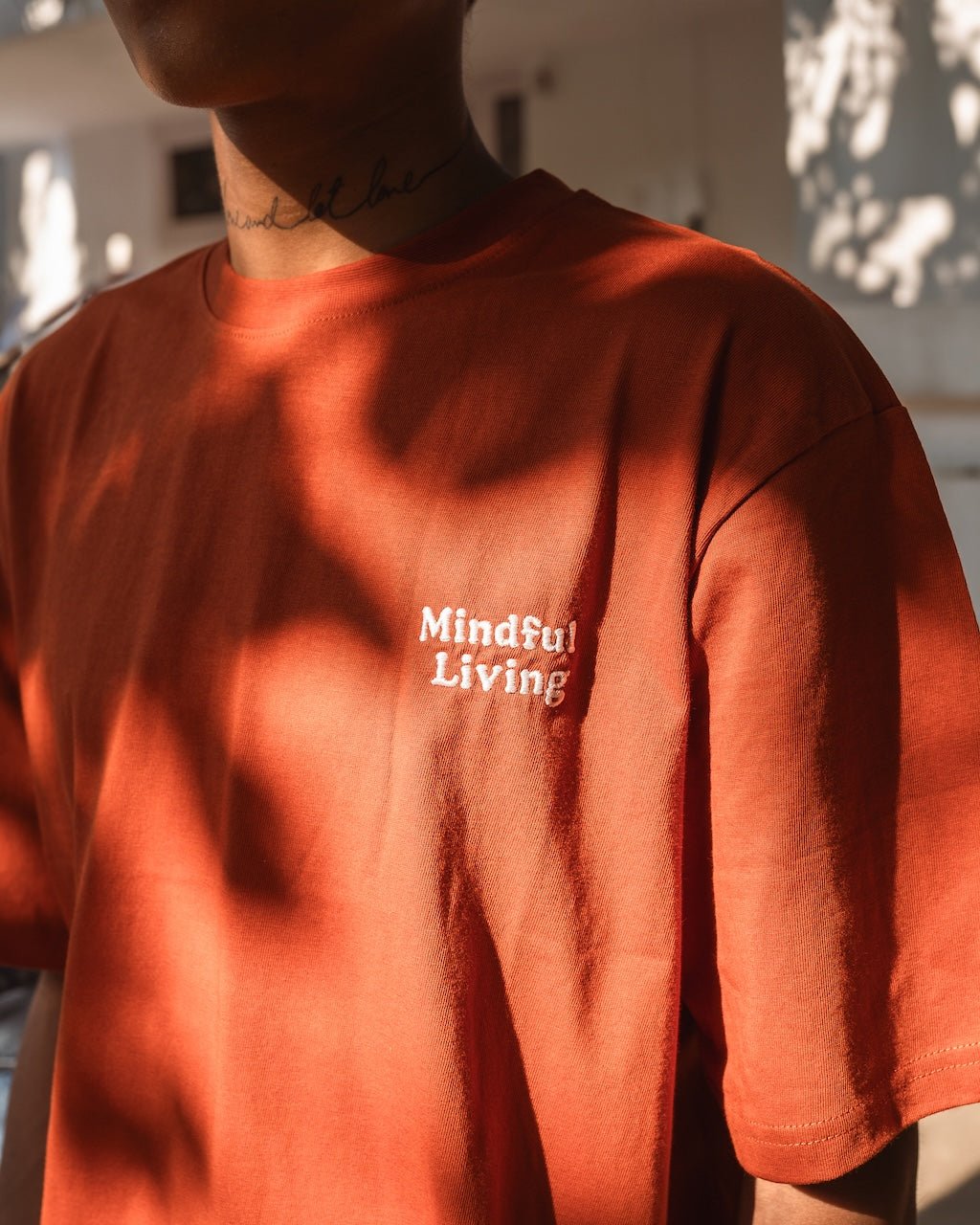 Mindful Living Organic Cotton Rust T-shirt | Sustainable Everyday Tee – Mens T-Shirt on Brown Living™. SKU: PB2512-TSH-MDL-XL. Img 4.