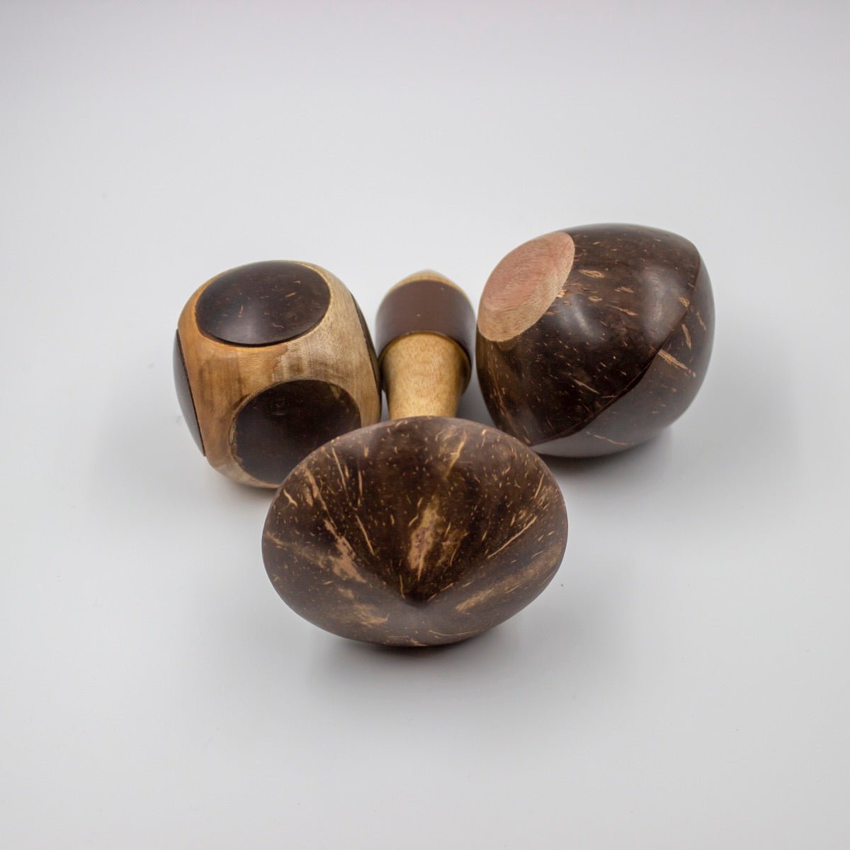 Mini Coconut Shakers Combo of 3 - Round, Square, Eye | Verified Sustainable by Brown Living™