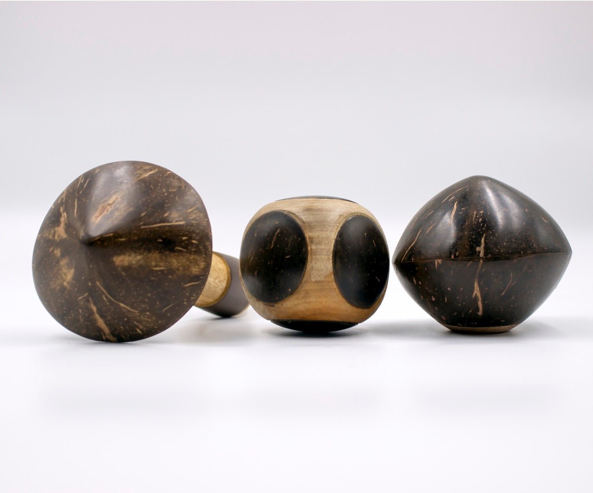 Mini Coconut Shakers Combo of 3 - Round, Square, Eye | Verified Sustainable by Brown Living™