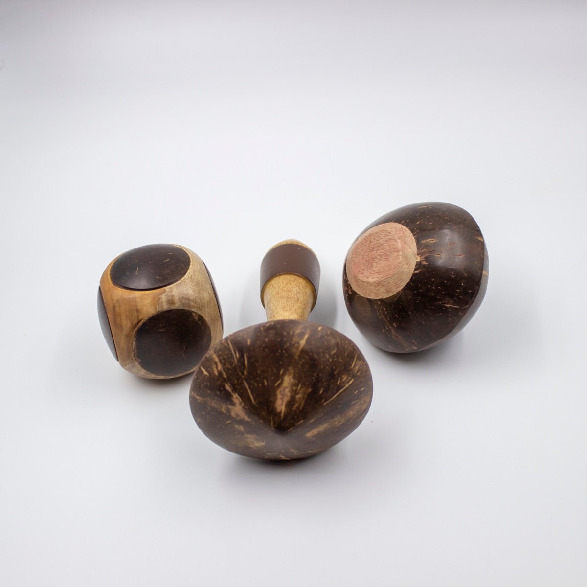 Mini Coconut Shakers Combo of 3 - Round, Square, Eye | Verified Sustainable by Brown Living™
