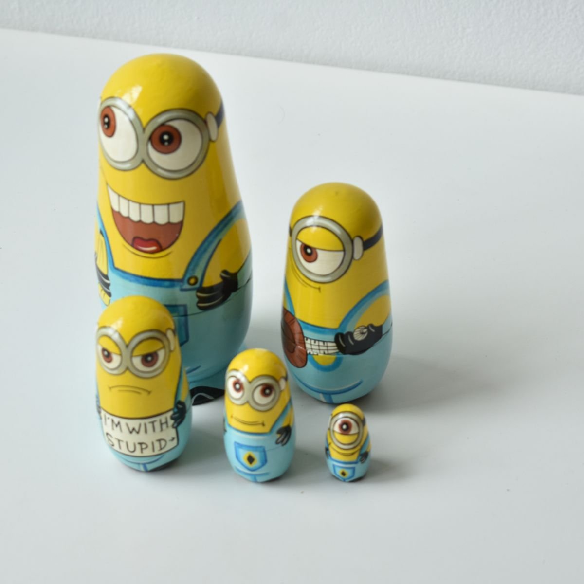 Minion Nesting Doll | Handcrafted Stackable Toy – Wooden Toys on Brown Living™. SKU: CD-DIY-MI. Img 2.