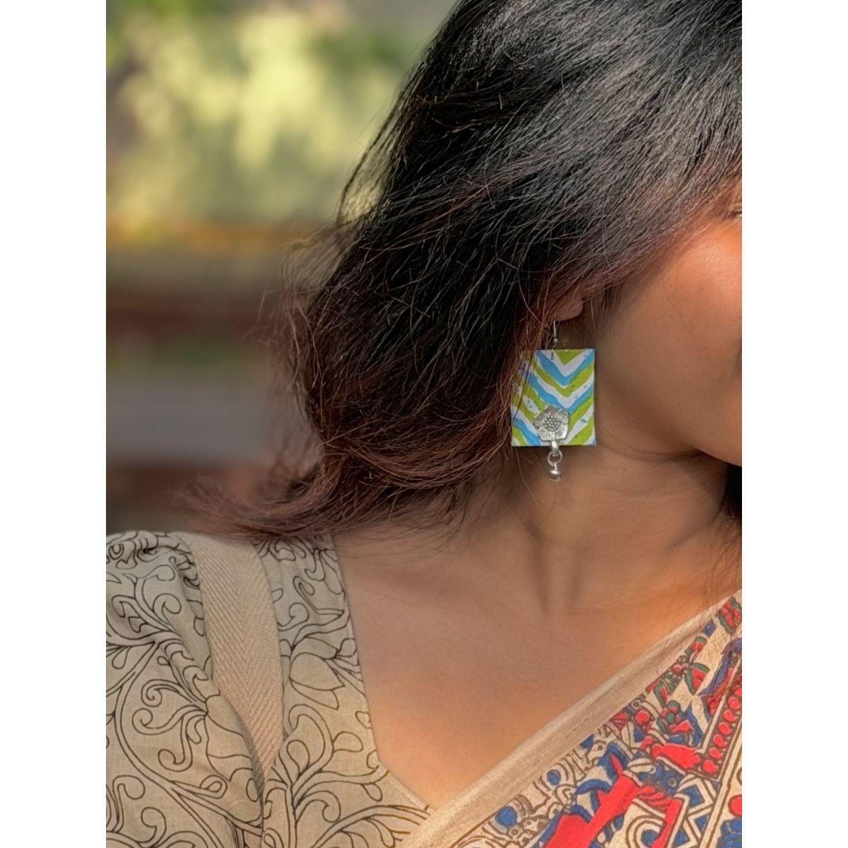 Minty Lemonade Handmade Earrings – Fresh Artisan Statement Jewelry – Jewellery on Brown Living™. SKU: AMEARMintyLemonade. Img 4.