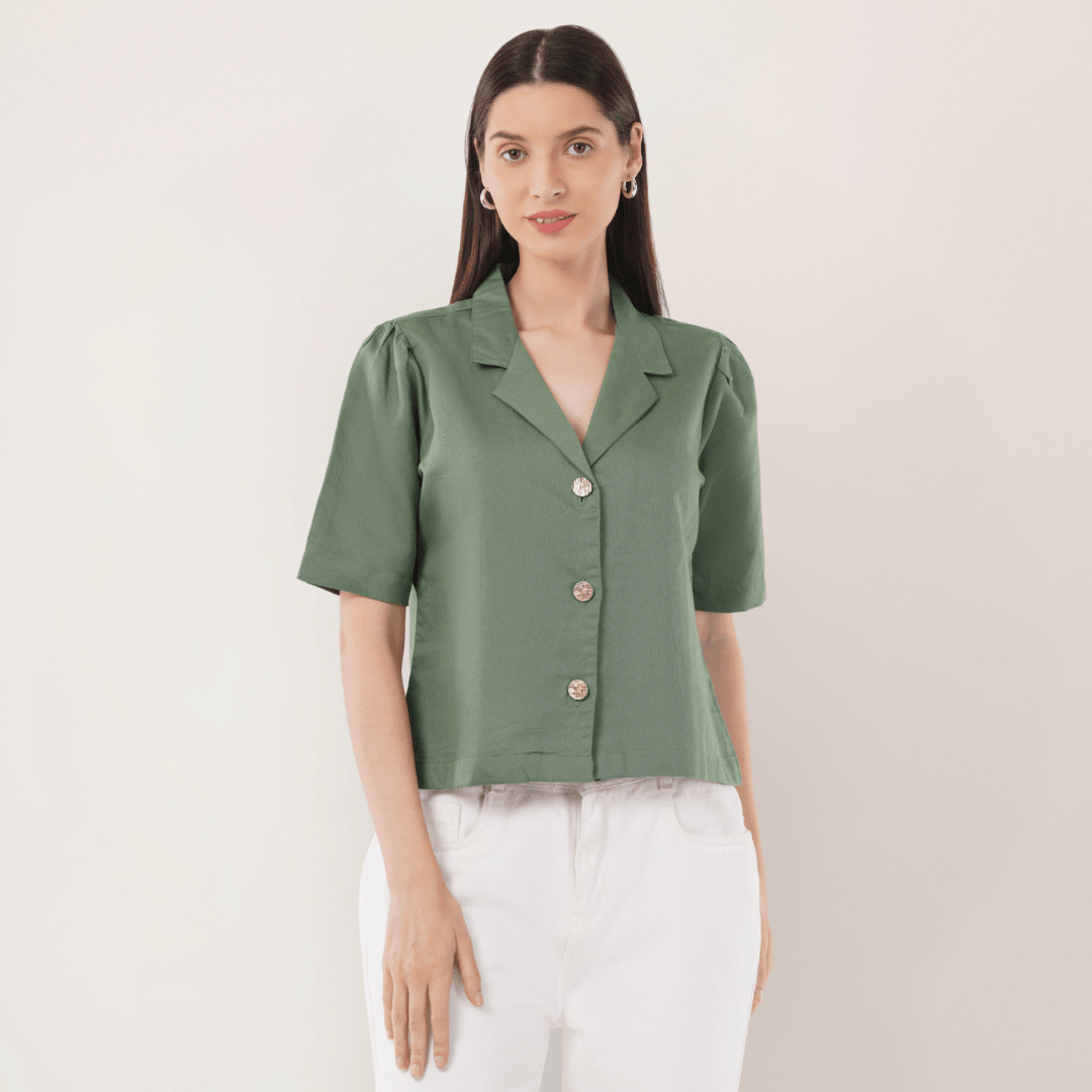 Mistletoe | Hemp Cotton Sustainable Box Shirt | Women – Womens Shirt on Brown Living™. SKU: Mistletoe-XS. Img 5.