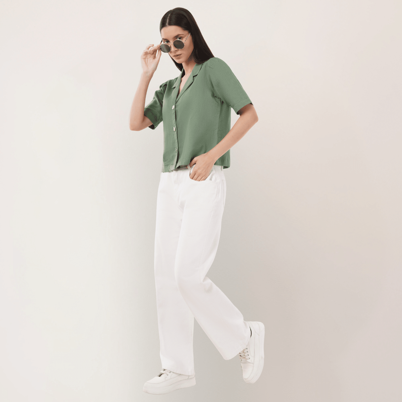Mistletoe | Hemp Cotton Sustainable Box Shirt | Women – Womens Shirt on Brown Living™. SKU: Mistletoe-XS. Img 2.