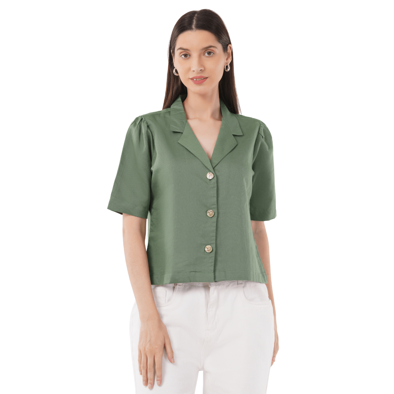 Mistletoe | Hemp Cotton Sustainable Box Shirt | Women – Womens Shirt on Brown Living™. SKU: Mistletoe-XS. Img 1.