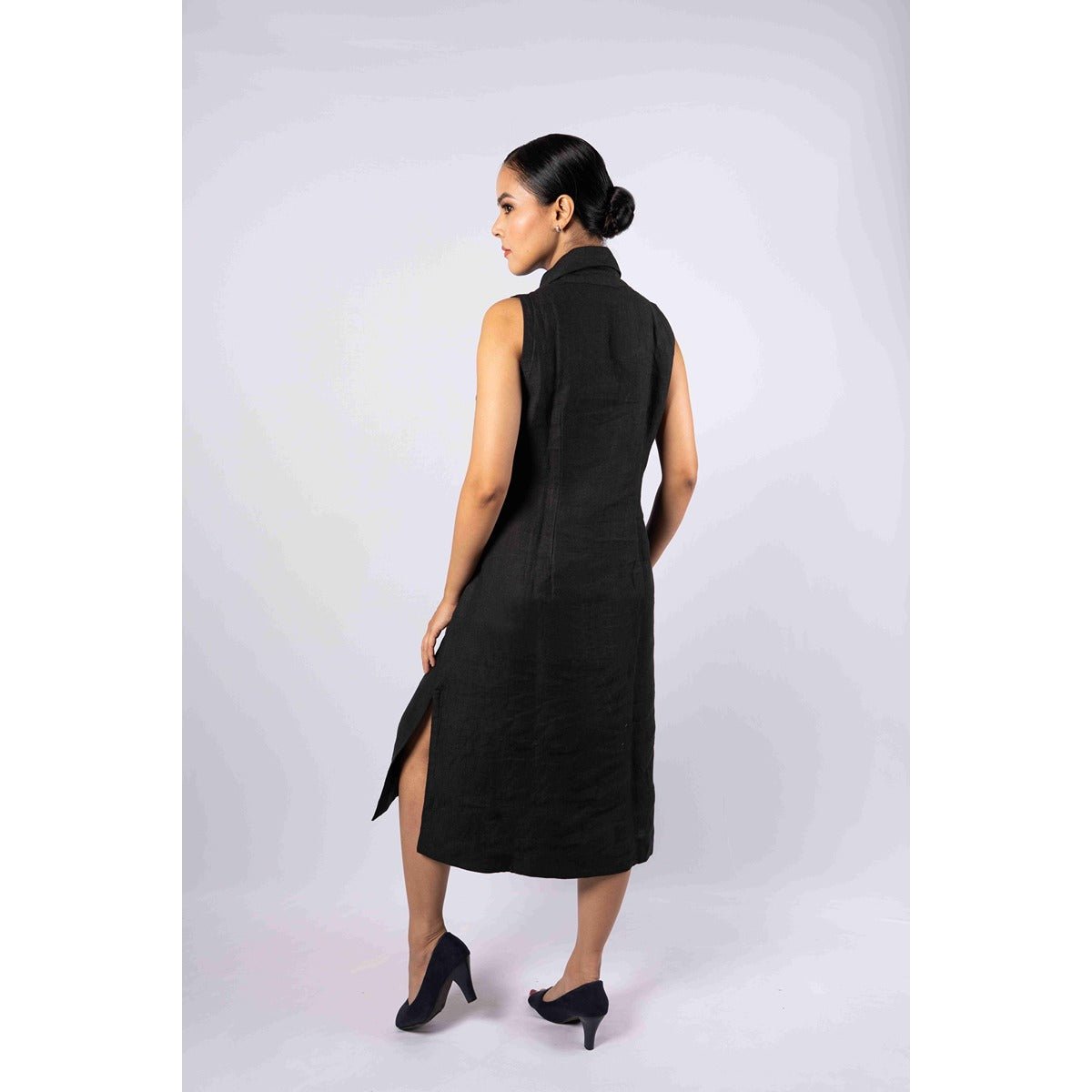 Mitti Dress With Kantha Work For Women – Womens Dress on Brown Living™. SKU: HD1027WineXS. Img 10.
