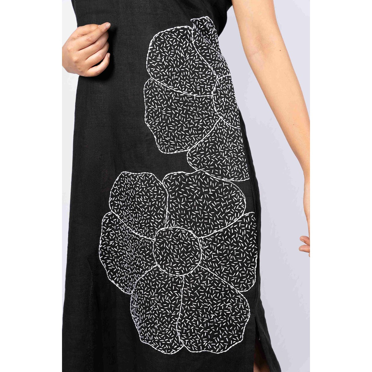 Mitti Dress With Kantha Work For Women – Womens Dress on Brown Living™. SKU: HD1027WineXS. Img 8.