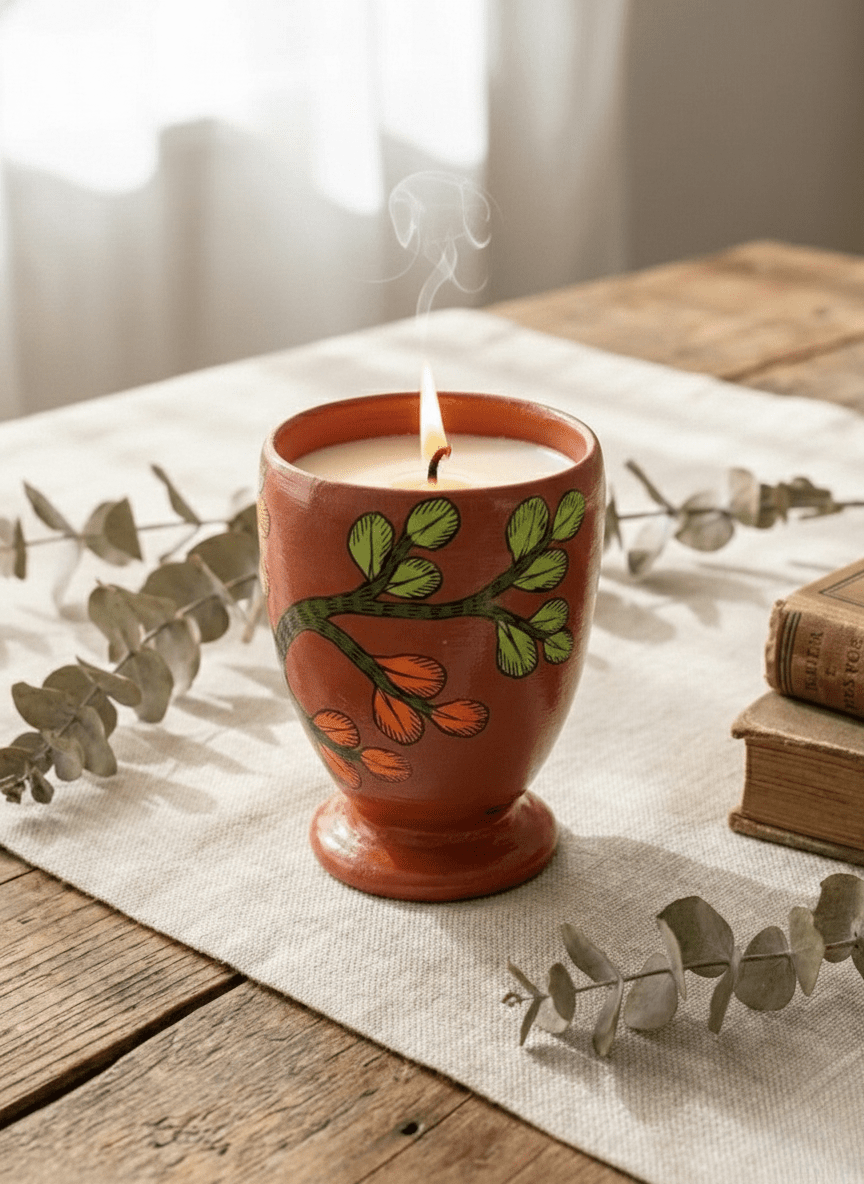 Mitti & Myth Candle | Handcrafted Clay Candle With Earthy Aroma – Candles & Fragrances on Brown Living™. SKU: GDBPSCMDMC02. Img 1.