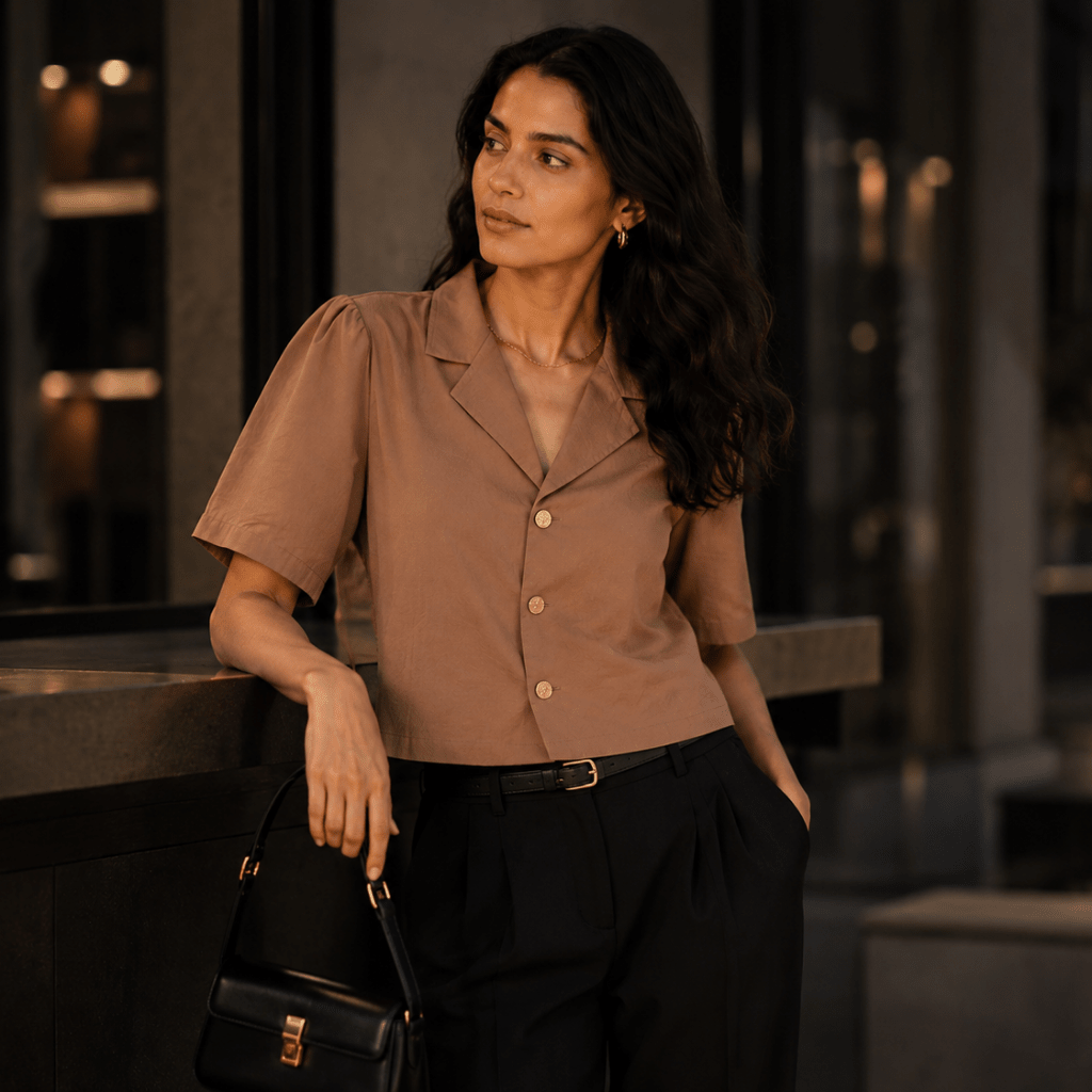Mocha Latte | Hemp Cotton Sustainable Box Shirt | Women – Womens Shirt on Brown Living™. SKU: MochaLatte-XS. Img 8.