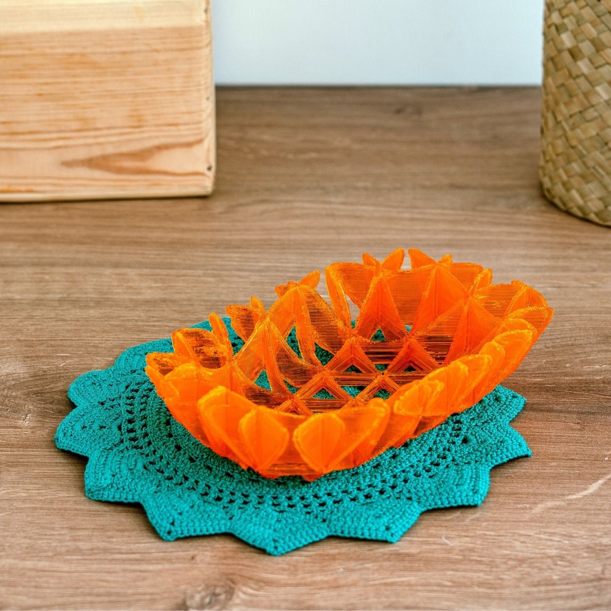 Mockup Vessel Plant - Based Translucent Orange Tray – Home Decor on Brown Living™. SKU: MOVEEDPLTOA104. Img 1.