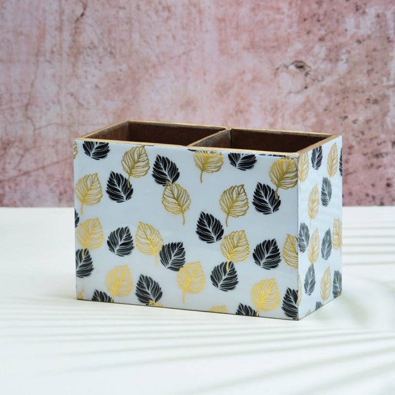 Gold Foil MDF Cutlery Holder – Kitchen Organizers on Brown Living™. SKU: MJ00091TAN. Img 2.