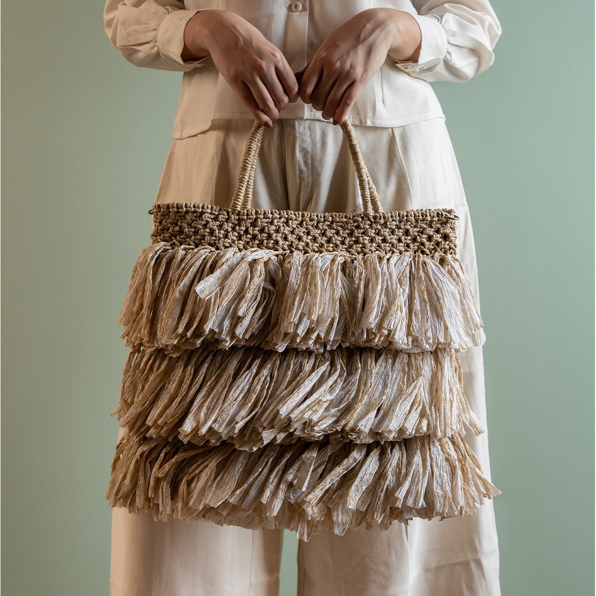 Moonlit Raffia Bag | Handwoven Natural Raffia Shoulder Bag – Handbags on Brown Living™. SKU: S24MOONLRA199-BE. Img 6.